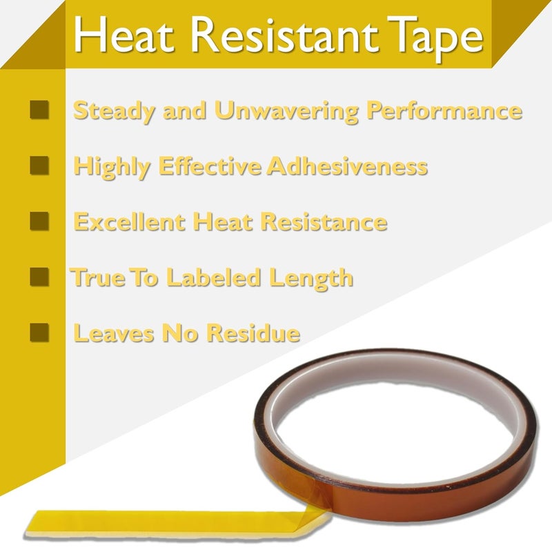 Plfawu Heat Tape for Sublimation Transfer | No Residue 6 Rolls 10mm x16m | Up to 662°F Heat Press Resistant | Polyimide Silicone Adhesive for Mugs, Tumblers, T-Shirts - Image 4